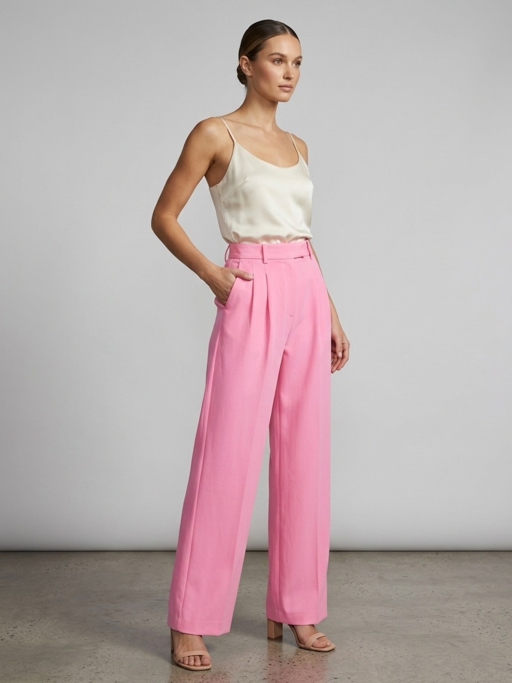 ZARA Bright Pink High Waisted Trousers Pants Size Small